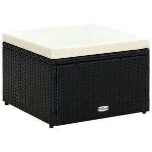 vidaXL Taburete otomana poli rat&aacute;n 53x53x30 cm negro