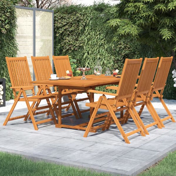 vidaXL Juego de comedor de jard&iacute;n 7 piezas madera maciza de acacia 150-200 cm