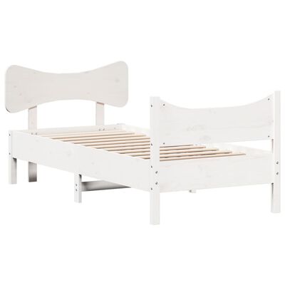 vidaXL Estructura de cama con cabecero madera de pino blanco 100x200cm