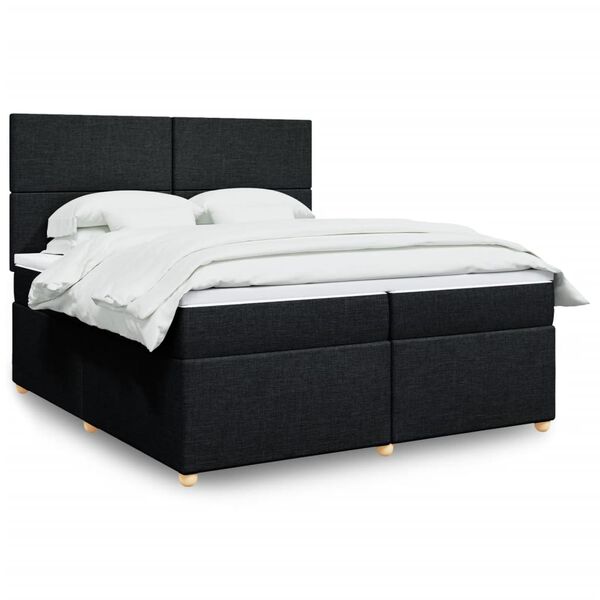 vidaXL Cama box spring con colch&oacute;n tela negro 200x200 cm