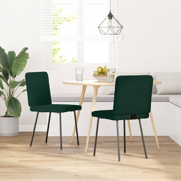 vidaXL Sillas de comedor 2 unidades terciopelo verde oscuro