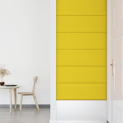 vidaXL Paneles de pared 12 uds tela amarillo claro 90x30 cm 3,24 m²