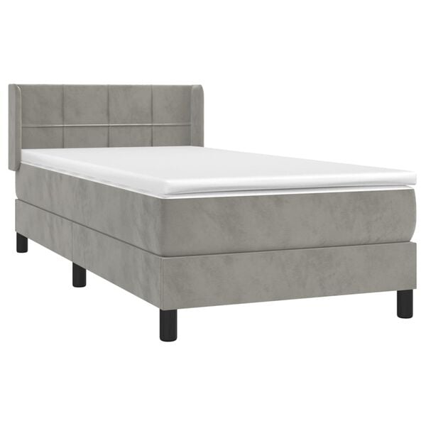 vidaXL Cama box spring con colch&oacute;n terciopelo gris claro 100x200 cm