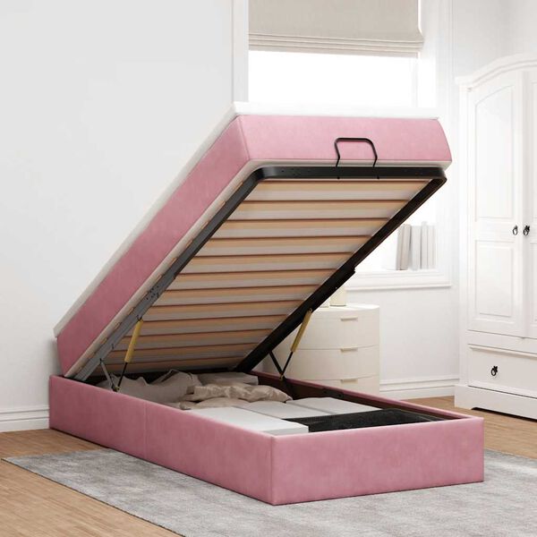 vidaXL Estructura de cama otomana colch&oacute;n terciopelo rosa 100x200cm