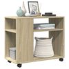 vidaXL Mesa auxiliar con ruedas madera roble Sonoma 70x35x60 cm