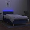 vidaXL Cama box spring con colch&oacute;n y LED tela azul 80x200 cm