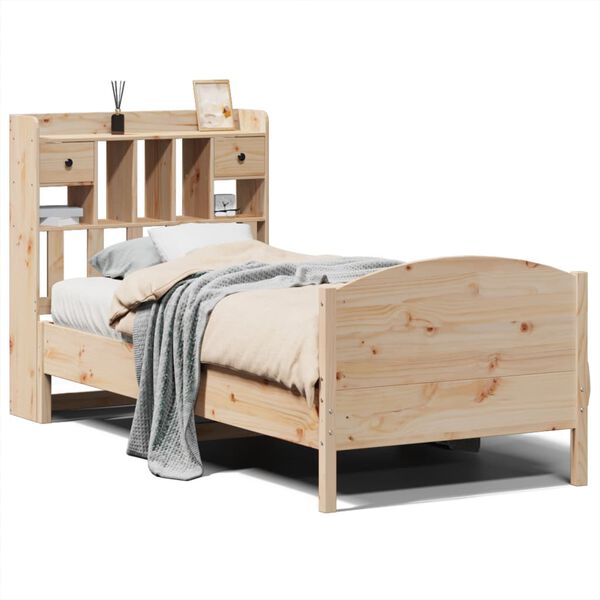 vidaXL Cama con estantería sin colchón madera maciza de pino 90x200 cm