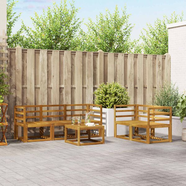 vidaXL Conjunto de sof&aacute;s de exterior con coj&iacute;n 6 pcs Natural y Crema