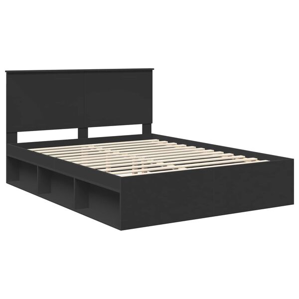 vidaXL Estructura de cama Negro 150 x 200 cm Madera de pino macizo