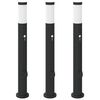 vidaXL Balizas de luz con sensor y tomacorriente, 3 unidades, 80 cm, acero inoxidable, IP44