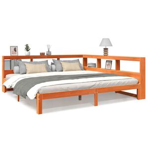 vidaXL Cama con estanter&iacute;a sin colch&oacute;n madera maciza marr&oacute;n 180x200cm