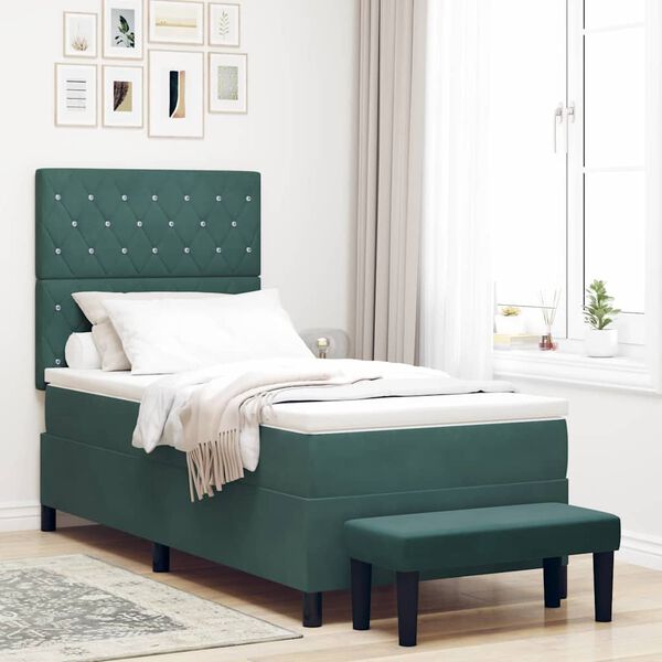 vidaXL Cama tipo Box Spring Verde oscuro 100 x 200 cm Terciopelo