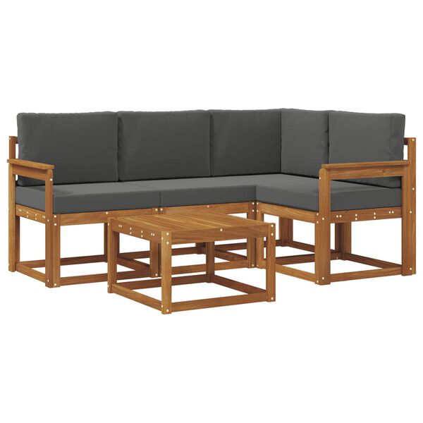 vidaXL Conjunto de sof&aacute;s de exterior 5 pcs Natural y Antracita