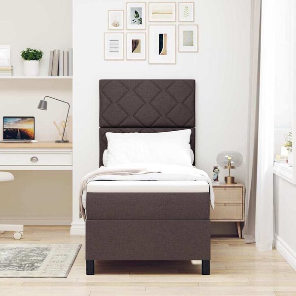 vidaXL Cama tipo Box Spring con colch&oacute;n Marr&oacute;n oscuro 80 x 200 cm tela