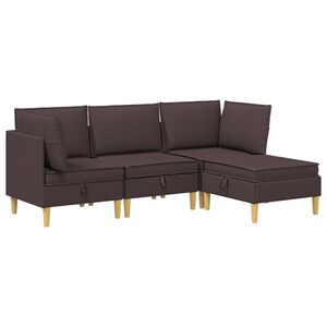 vidaXL Juego de sof&aacute; modular con almacenamiento 4 uds. Marr&oacute;n Oscuro