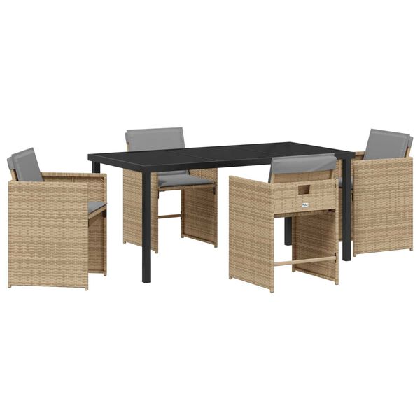 vidaXL Conjunto de Comedor de Jard&iacute;n 5 pcs Beige rat&aacute;n sint&eacute;tico