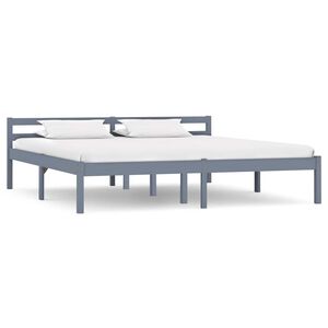 vidaXL Estructura de cama sin colch&oacute;n madera de pino gris 180x200 cm