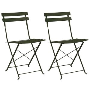 vidaXL Silla de jard&iacute;n plegable 2 pcs Verde 42 x 46 x 82cm Metal