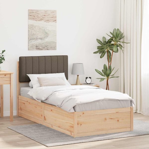 vidaXL Estructura de Cama con Cabecera Tapizada Taup&eacute; 90 x 190 cm