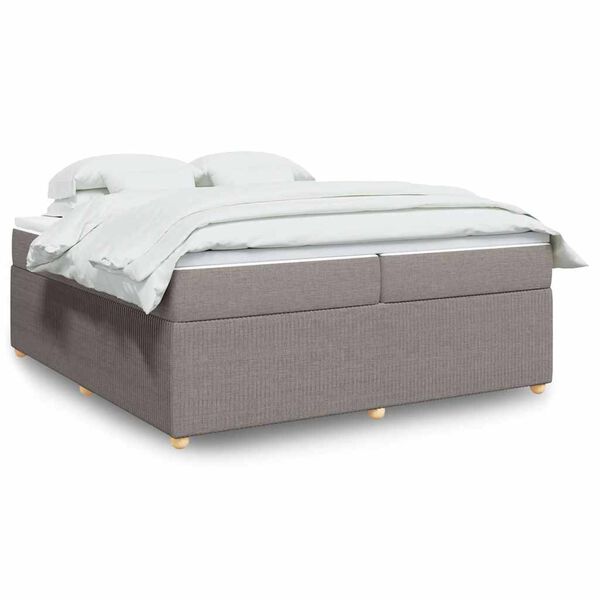 vidaXL Cama box spring con colch&oacute;n tela gris taupe 200x200 cm