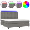 vidaXL Cama box spring colch&oacute;n y luces LED tela gris oscuro 160x200 cm