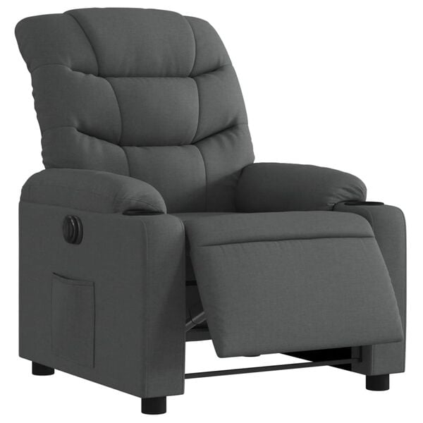 vidaXL Sillón reclinable eléctrico de tela gris oscuro