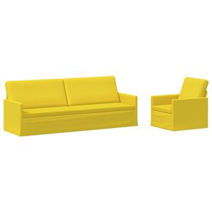 vidaXL Juego de Sof&aacute; 2 pcs Amarillo Claro Tela
