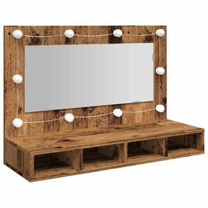 vidaXL Mueble con espejo y LED madera vieja 90x31,5x62 cm