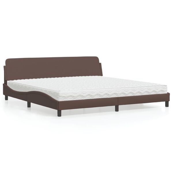 vidaXL Cama con colch&oacute;n Dover cuero sint&eacute;tico marr&oacute;n 200x200 cm