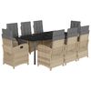 vidaXL Set comedor de jard&iacute;n 9 pzas con cojines rat&aacute;n sint&eacute;tico beige