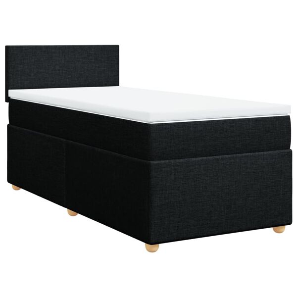 vidaXL Cama box spring con colch&oacute;n tela negro 80x200 cm