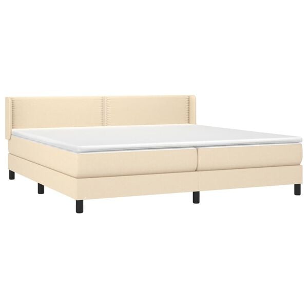vidaXL Cama box spring con colch&oacute;n tela color crema 200x200 cm