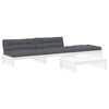 vidaXL Juego de muebles jard&iacute;n 4 piezas y cojines madera maciza blanco