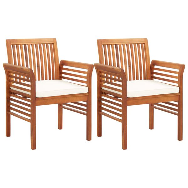 vidaXL Set comedor de jardín 3 pzas y cojines madera maciza de acacia