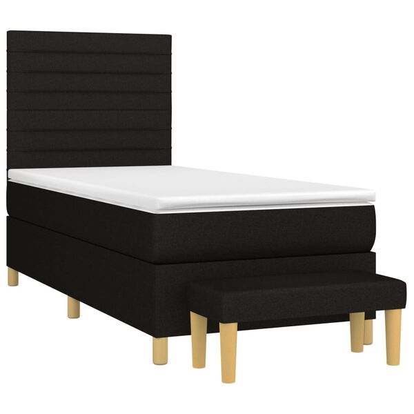 vidaXL Cama box spring con colch&oacute;n tela negro 90x190 cm