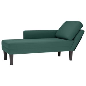 vidaXL Tumbona almohada y reposabrazo derecho terciopelo verde oscuro