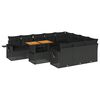 vidaXL Set de sof&aacute;s de jard&iacute;n 11 pzas y cojines rat&aacute;n sint&eacute;tico negro