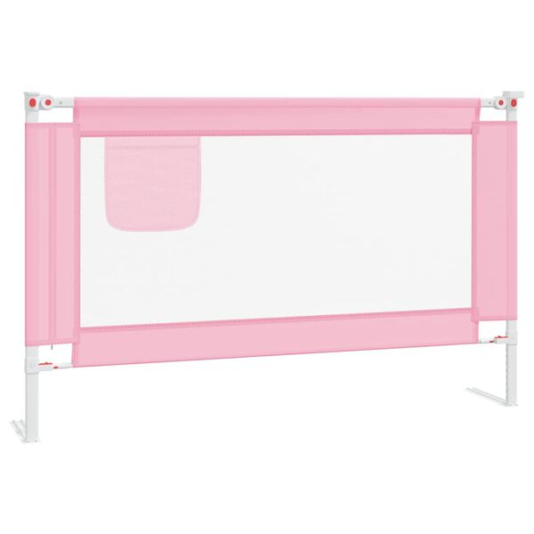 vidaXL Barandilla de seguridad cama de ni&ntilde;o rosa tela 120x25 cm