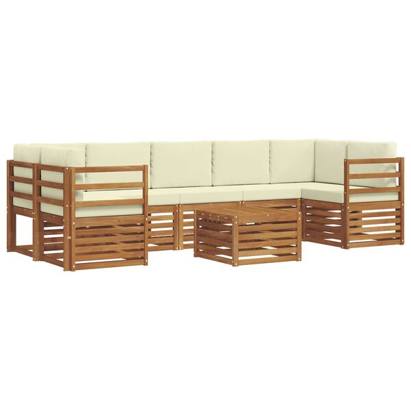 vidaXL Juegos de sof&aacute;s 8 pcs Natural y Crema Madera de Acacia S&oacute;lida