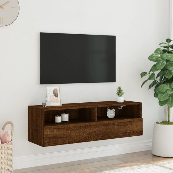 vidaXL Mueble de pared TV madera ingeniería marrón roble 100x30x30 cm