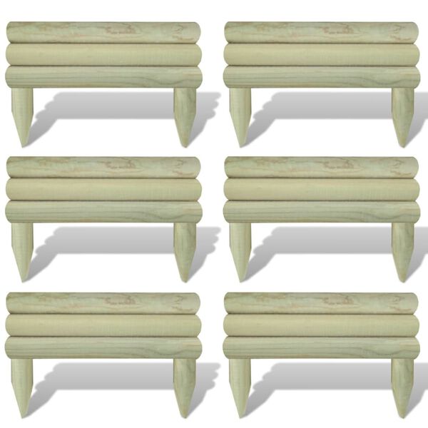 vidaXL Valla de troncos borde de jard&iacute;n 6 unidades madera pino 60 cm