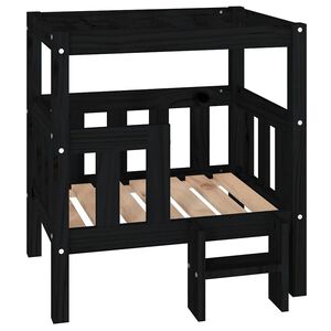 vidaXL Cama para perros madera maciza de pino negro 65,5x50,5x70 cm