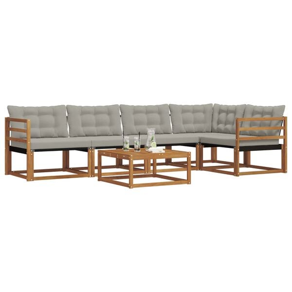 vidaXL Conjunto de sof&aacute;s de exterior 6 pcs Gris Natural y Claro