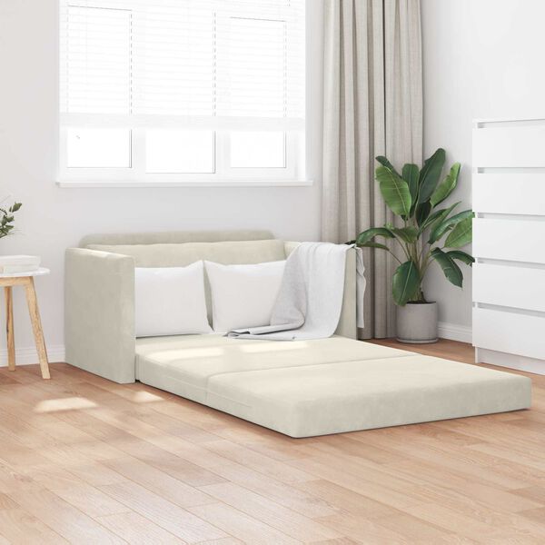 vidaXL Sof&aacute; cama 110cm Crema Terciopelo