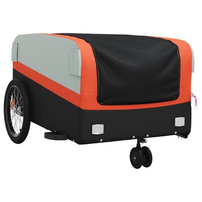 vidaXL Remolque para bicicleta hierro negro y naranja 45 kg