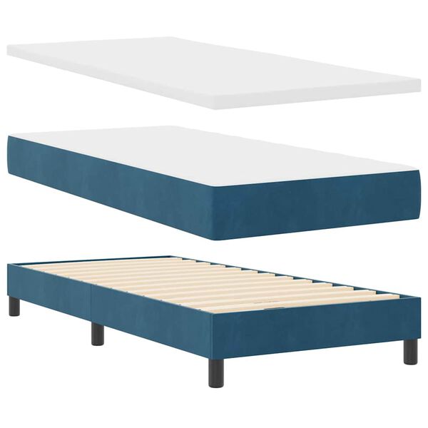 vidaXL Cama tipo Box Spring Azul Oscuro 200 x 100 cm Terciopelo