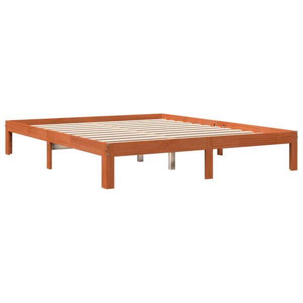vidaXL Cama sin colch&oacute;n madera maciza de pino marr&oacute;n cera 180x200 cm