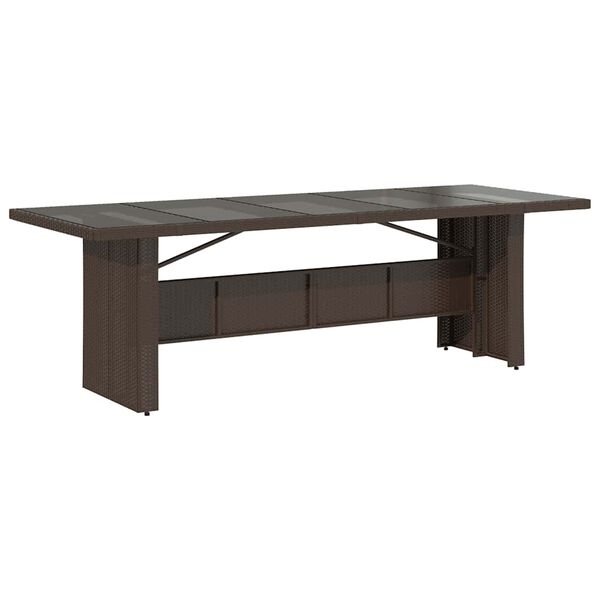 vidaXL Set de mesa y sillas jard&iacute;n 9 piezas y cojines rat&aacute;n PE marr&oacute;n