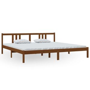 vidaXL Estructura cama sin colch&oacute;n madera maciza marr&oacute;n miel 200x200cm