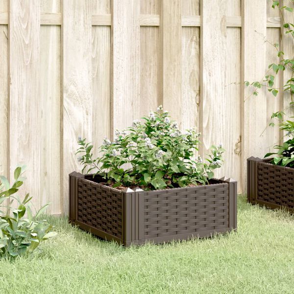 vidaXL Jardinera con clavijas PP marr&oacute;n 42,5x42,5x28,5 cm